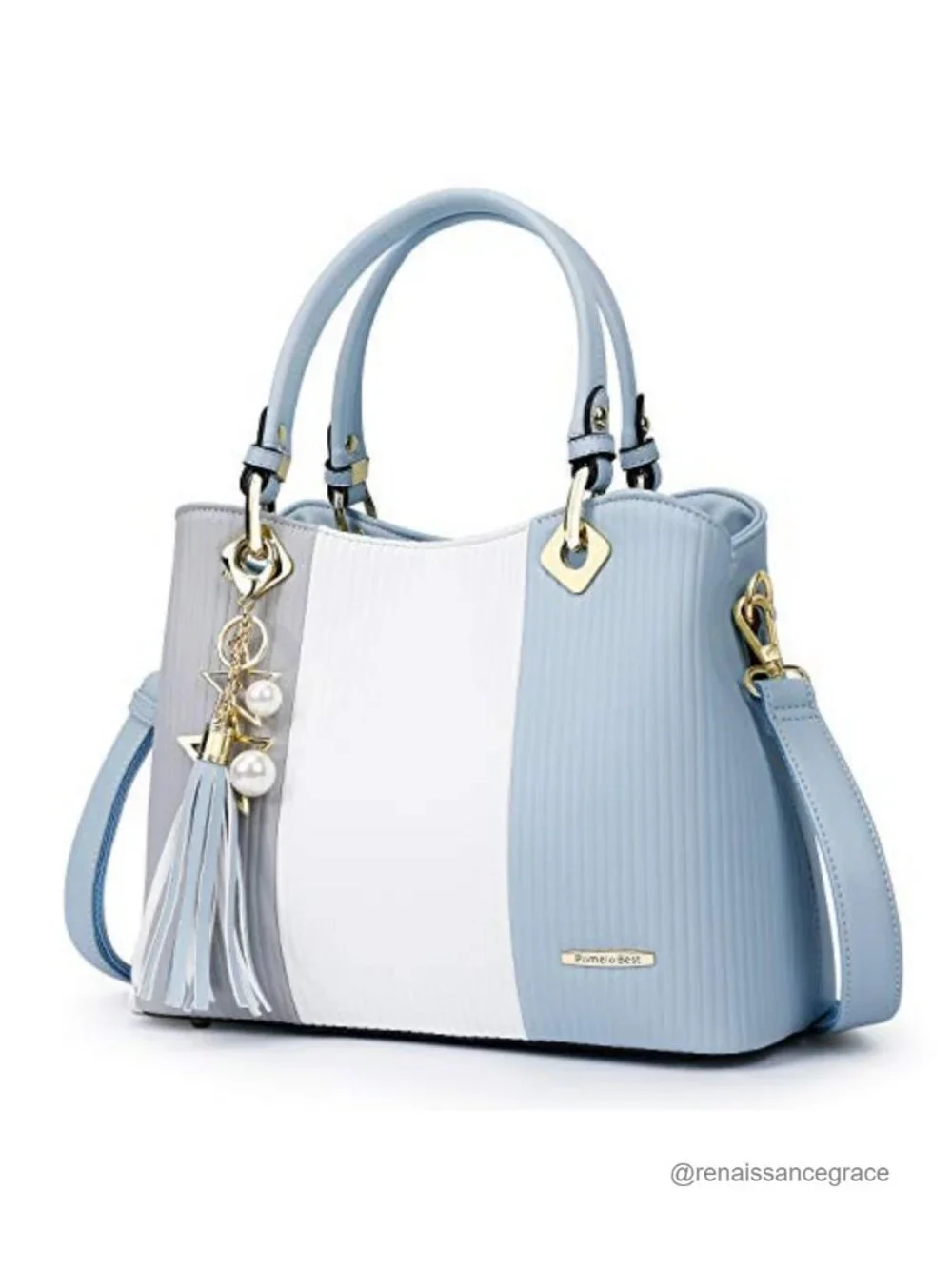 Women's Satchel Handbag PU Leather Top Handle Adjustable Strap 8 Pockets